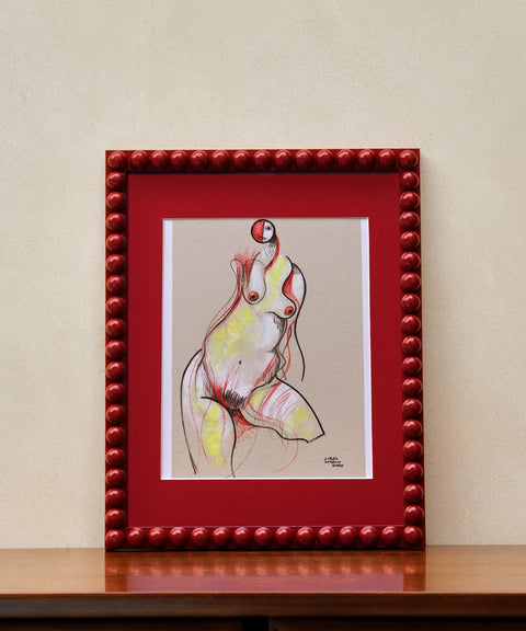 Woman Embodied Yellow Red Nude Painting