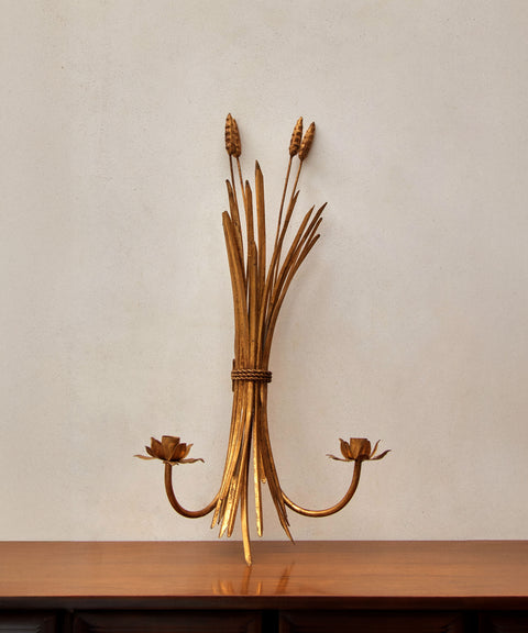 Wheatfield Mid-Century Brass Sconces (Set of 2)